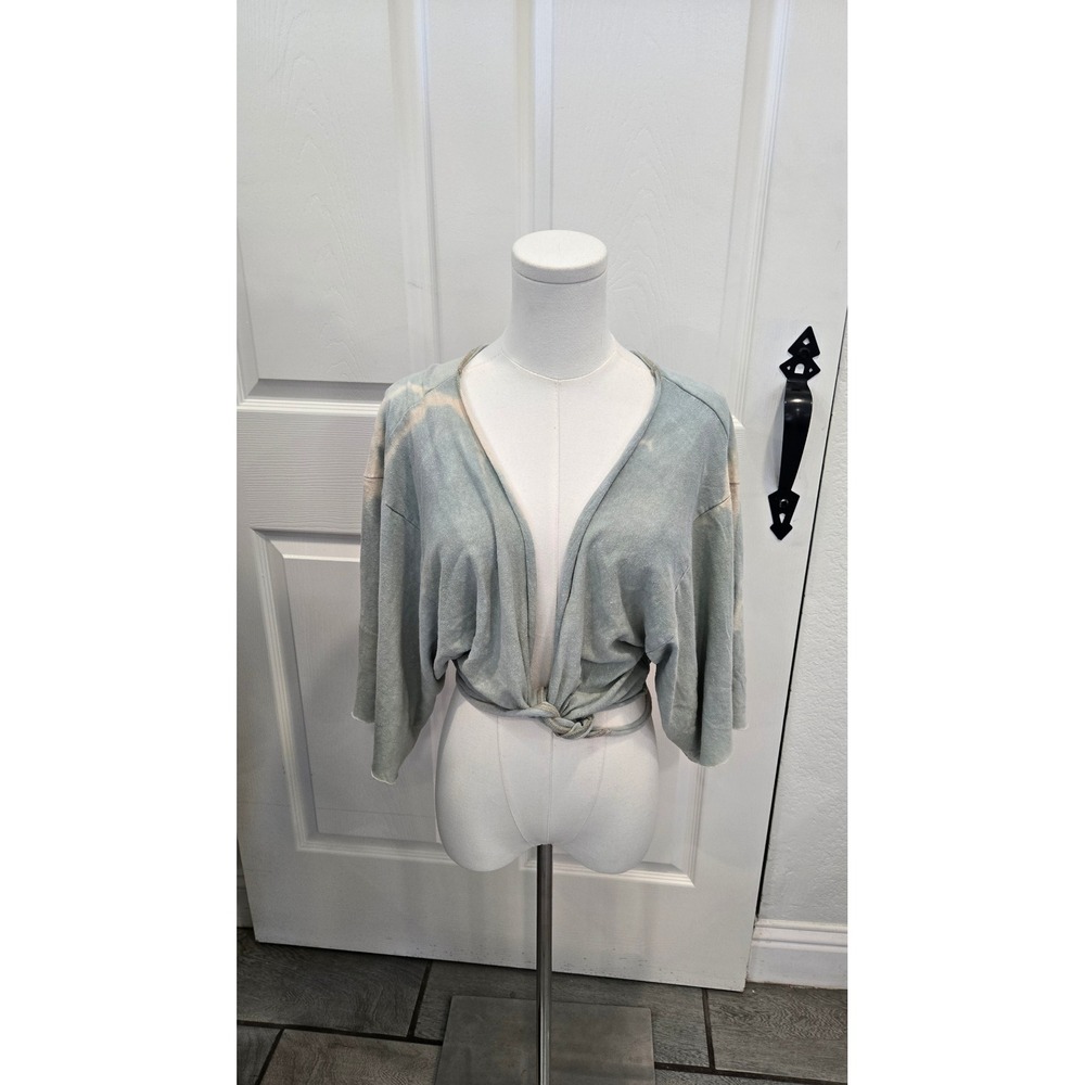 Sparrow Anthropologie Sage Green‎ Tie Front Shrug Cropped Kimono Sleeve Cardigan